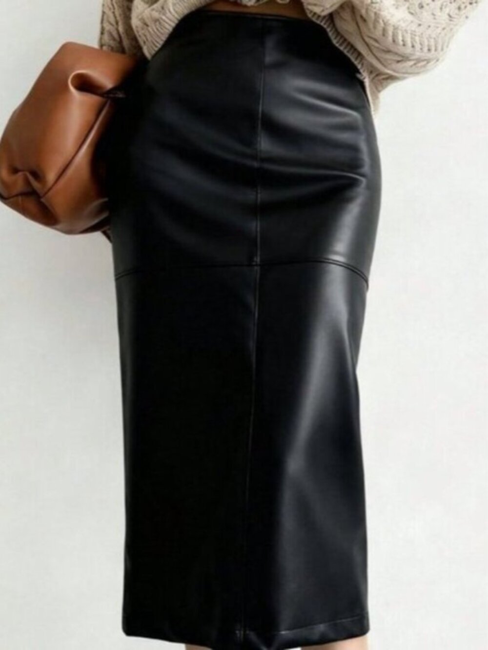 Black Casual Women's Fitted Maxi Skirt with Zipper